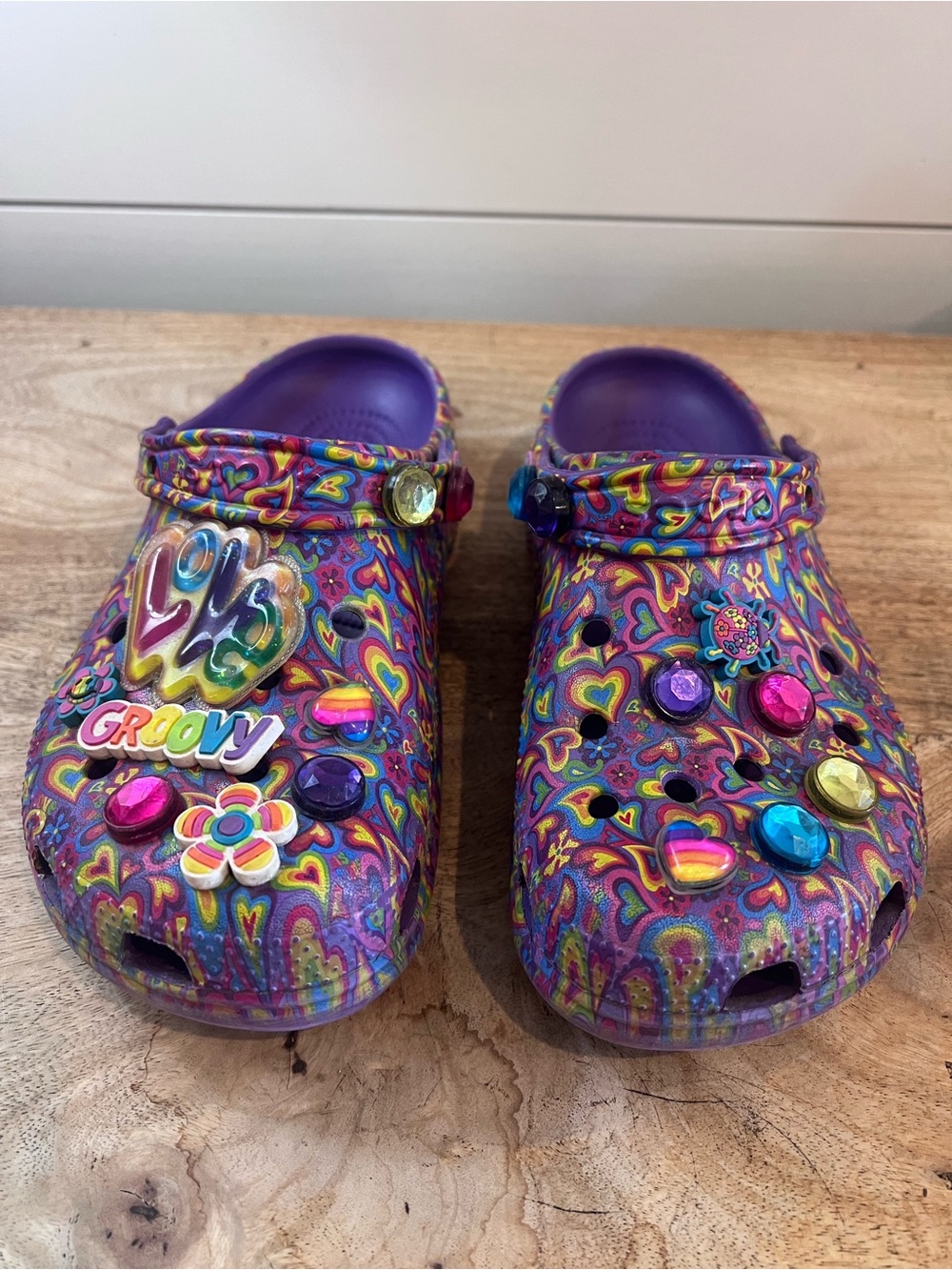 Crocs Classic Lily Frank Purple/Multicolor Psychedelic w/ Charms US 8